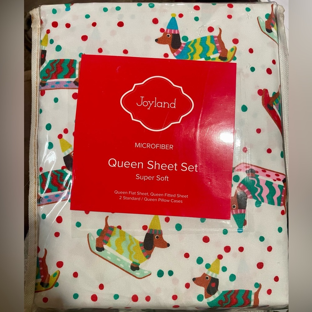 Joyland Queen Sheet Set - Colorful Dachshund Design
